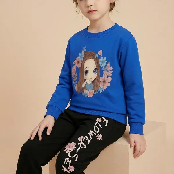 Royal_Blue_And_Black_Flower_Ring_Printed_Top_Bottom_Set_For_Baby_Girls