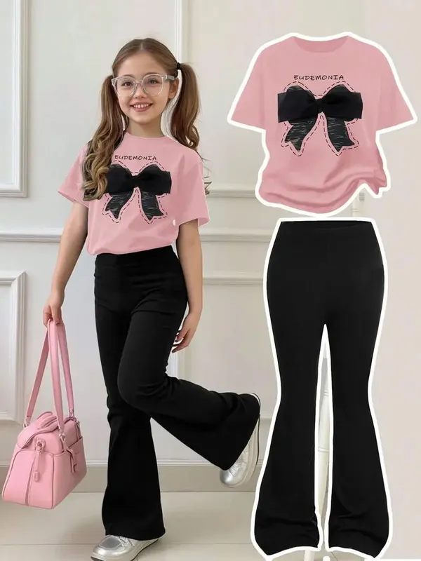 Pink_And_Black_Ribbon_Printed_Top_Bottom_Set_For_Baby_Girls