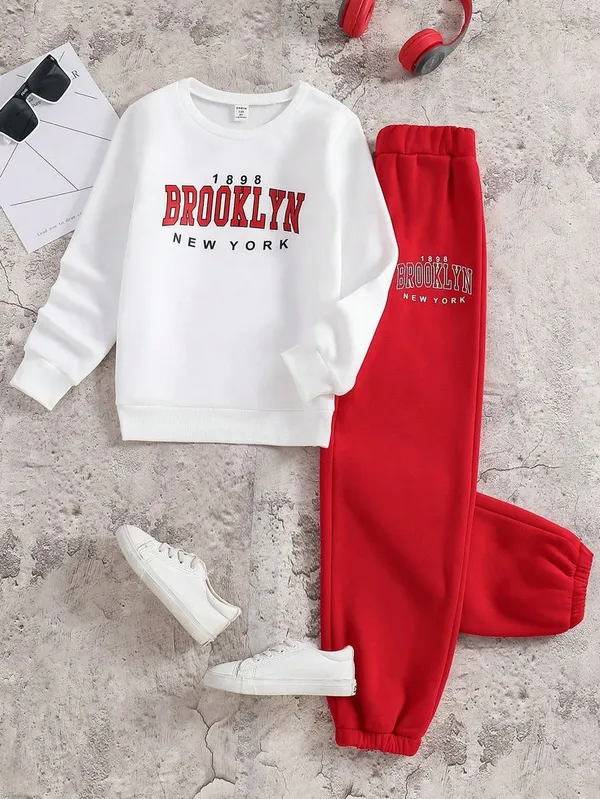 White_And_Red_Brooklyn_Printed_Top_Bottom_Set_With_Pocket_For_Baby_Girls