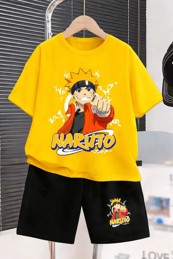 Yellow_Naruto_Printed_T-Shirt_And_Bottom_Set_For_Baby_Girl