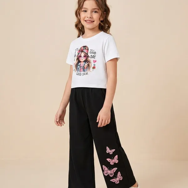 White_And_Black_Its_Good_Day_Printed_T-Shirt_And_Palazzo_For_Baby_Girl