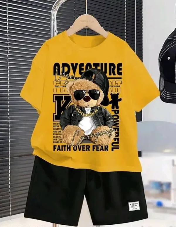 Yellow_And_Black_Adventure_Panda_Printed_T-Shirt_And_Bottom_Set_For_Baby_Girl