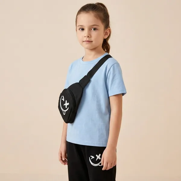 Sky_Blue_And_Black_Smile_Printed_Top_Bottom_Set_With_Pocket_For_Baby_Girls