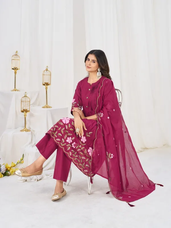 BBV_Couture_Deep_Pink_Pure_Cotton_Anarkali_Kurt_Set_Pure_Cotton|_Heavy_Embroidery_|_2M_Anarkali_Flair_|_3-Piece_Set_|_M–3XL
