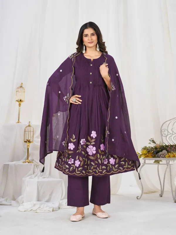 BBV_Couture_Royal_Deep_Purple_Pure_Cotton_Anarkali_Kurt_Set_Pure_Cotton|_Heavy_Embroidery_|_2M_Anarkali_Flair_|_3-Piece_Set_|_M–3XL