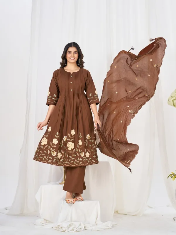BBV_Couture_Royal_Rust_Pure_Cotton_Anarkali_Kurt_Set_Pure_Cotton|_Heavy_Embroidery_|_2M_Anarkali_Flair_|_3-Piece_Set_|_M–3XL
