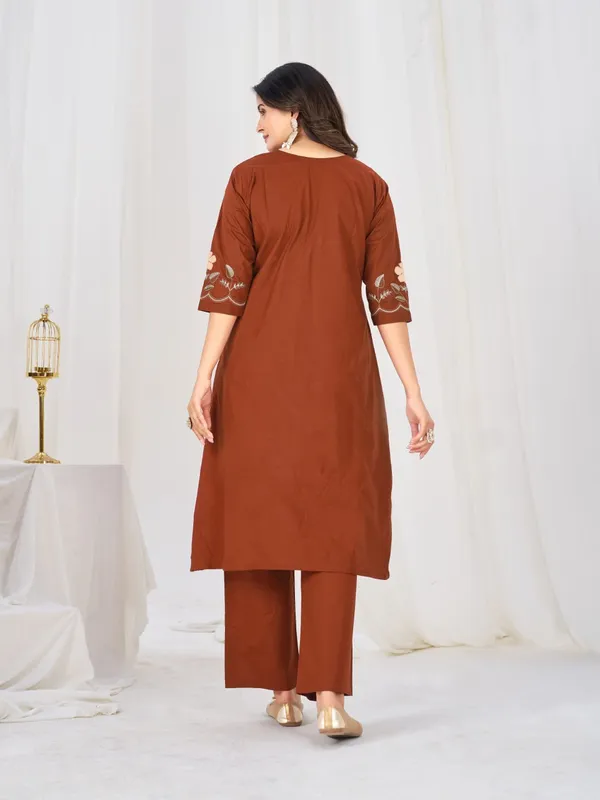 BBV_Couture_Royal_Rust_Pure_Cotton_Anarkali_Kurt_Set_Pure_Cotton|_Heavy_Embroidery_|_2M_Anarkali_Flair_|_3-Piece_Set_|_M–3XL
