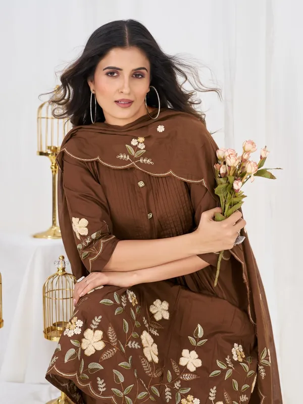 BBV_Couture_Royal_Rust_Pure_Cotton_Anarkali_Kurt_Set_Pure_Cotton|_Heavy_Embroidery_|_2M_Anarkali_Flair_|_3-Piece_Set_|_M–3XL