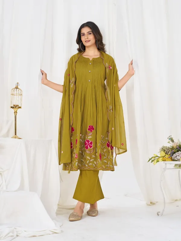 BBV_Couture_Yellow_Green_Pure_Cotton_Anarkali_Kurt_Set_Pure_Cotton|_Heavy_Embroidery_|_2M_Anarkali_Flair_|_3-Piece_Set_|_M–3XL