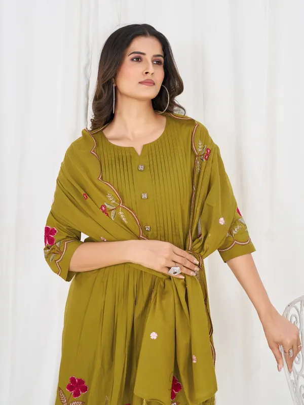 BBV_Couture_Yellow_Green_Pure_Cotton_Anarkali_Kurt_Set_Pure_Cotton|_Heavy_Embroidery_|_2M_Anarkali_Flair_|_3-Piece_Set_|_M–3XL