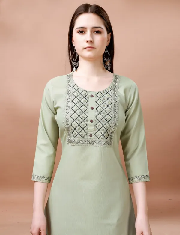 Light_Green_Cotton_Blend_Kurti_With_Dupatta_And_Bottom_Wear_For_Women