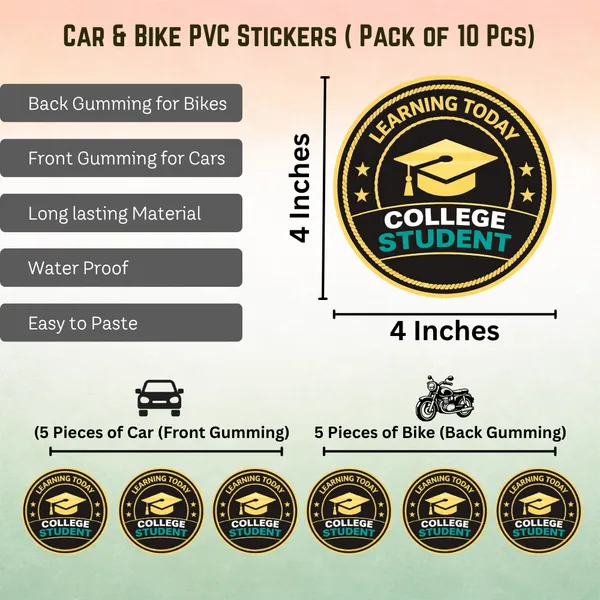 College_Student_Car_&_Bike_Sticker_(Pack_Of_10)