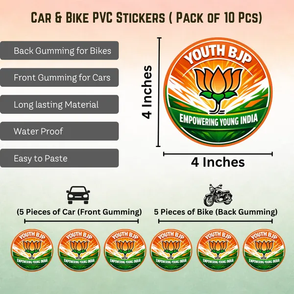 BJP_Youth_Car_&_Bike_Sticker_(Pack_Of_10)