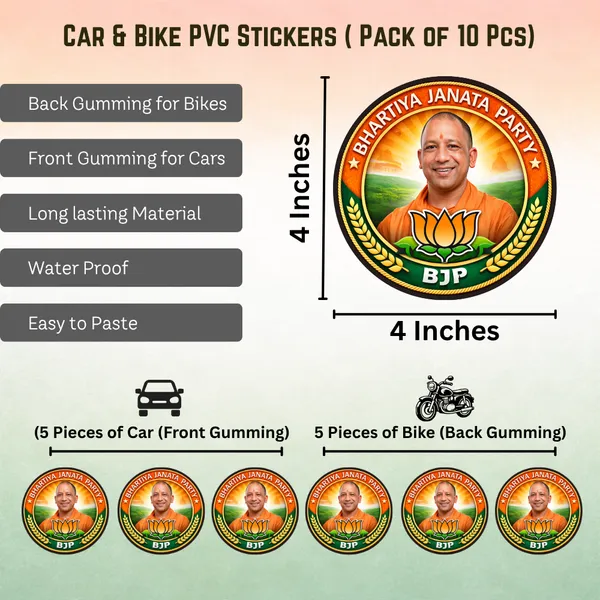 BJP_with_Yogi_Ji_Car_&_Bike_Sticker_(Pack_Of_10)