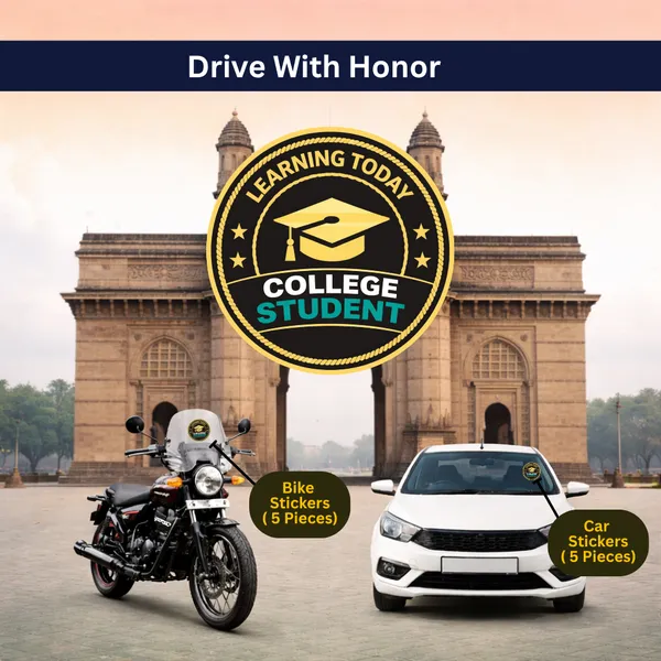 College_Student-Blue_Car_&_Bike_Sticker_(Pack_Of_10)