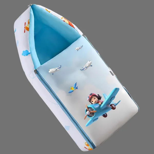 Blue_Pure_Cotton_Breathable_Sleeping_Bag_With_Smooth_Zipper_Carry_Nest_Bedding_For_Newborn_Baby