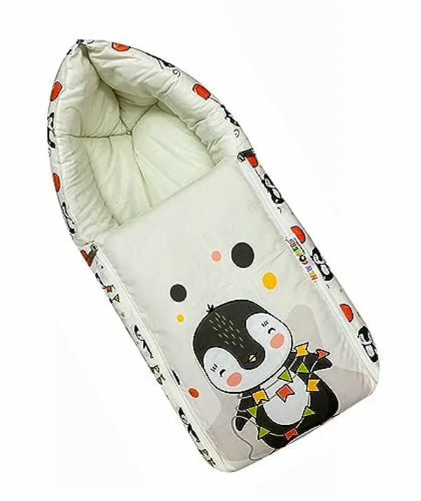 White_Pure_Cotton_Breathable_Sleeping_Bag_With_Smooth_Zipper_Carry_Nest_Bedding_For_Newborn_Baby