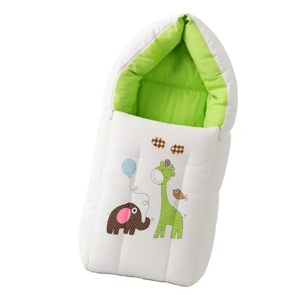 Green_Pure_Cotton_Breathable_Sleeping_Bag_With_Smooth_Zipper_Carry_Nest_Bedding_For_Newborn_Baby