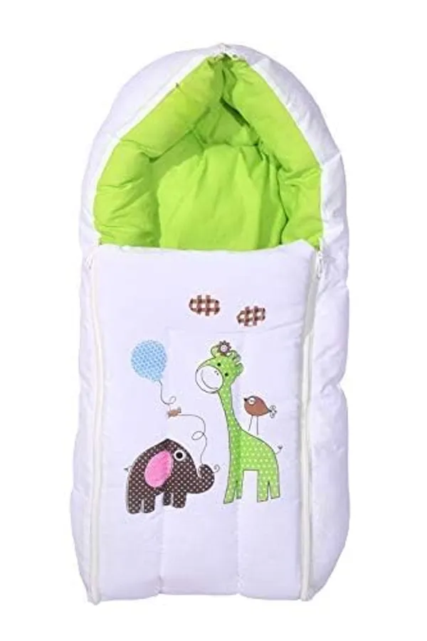 Green_Pure_Cotton_Breathable_Sleeping_Bag_With_Smooth_Zipper_Carry_Nest_Bedding_For_Newborn_Baby