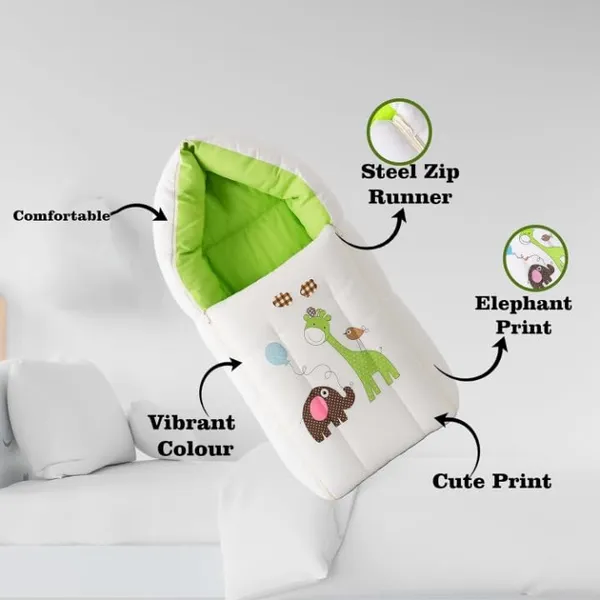 Green_Pure_Cotton_Breathable_Sleeping_Bag_With_Smooth_Zipper_Carry_Nest_Bedding_For_Newborn_Baby