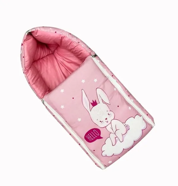 Pink_Pure_Cotton_Breathable_Sleeping_Bag_With_Smooth_Zipper_Carry_Nest_Bedding_For_Newborn_Baby