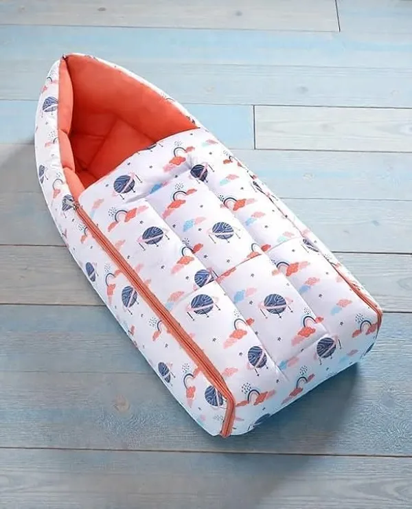 White_Pure_Cotton_Breathable_Sleeping_Bag_With_Smooth_Zipper_Carry_Nest_Bedding_For_Newborn_Baby