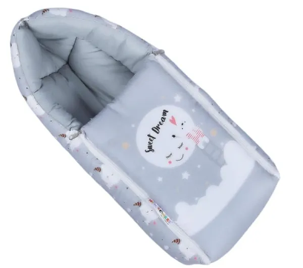 Grey_Pure_Cotton_Breathable_Sleeping_Bag_With_Smooth_Zipper_Carry_Nest_Bedding_For_Newborn_Baby