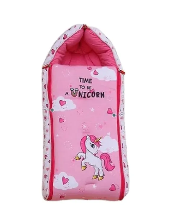 Pink_Pure_Cotton_Breathable_Sleeping_Bag_With_Smooth_Zipper_Carry_Nest_Bedding_For_Newborn_Baby