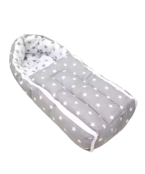 Grey_Pure_Cotton_Breathable_Sleeping_Bag_With_Smooth_Zipper_Carry_Nest_Bedding_For_Newborn_Baby