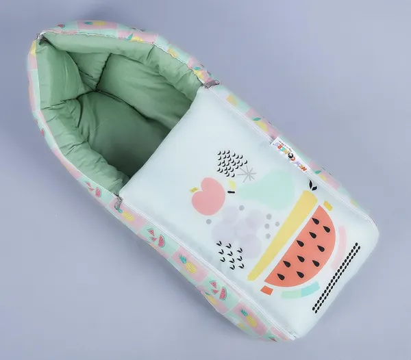 Green_Pure_Cotton_Breathable_Sleeping_Bag_With_Smooth_Zipper_Carry_Nest_Bedding_For_Newborn_Baby