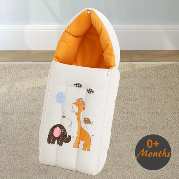 Orange_Pure_Cotton_Breathable_Sleeping_Bag_With_Smooth_Zipper_Carry_Nest_Bedding_For_Newborn_Baby