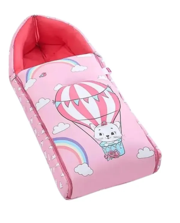 Pink_Pure_Cotton_Breathable_Sleeping_Bag_With_Smooth_Zipper_Carry_Nest_Bedding_For_Newborn_Baby