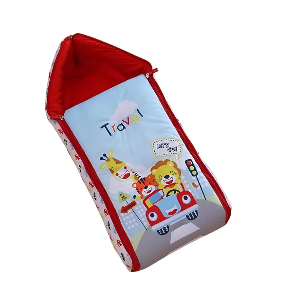 Red_Pure_Cotton_Breathable_Sleeping_Bag_With_Smooth_Zipper_Carry_Nest_Bedding_For_Newborn_Baby