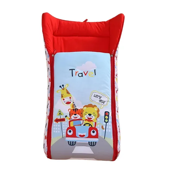 Red_Pure_Cotton_Breathable_Sleeping_Bag_With_Smooth_Zipper_Carry_Nest_Bedding_For_Newborn_Baby