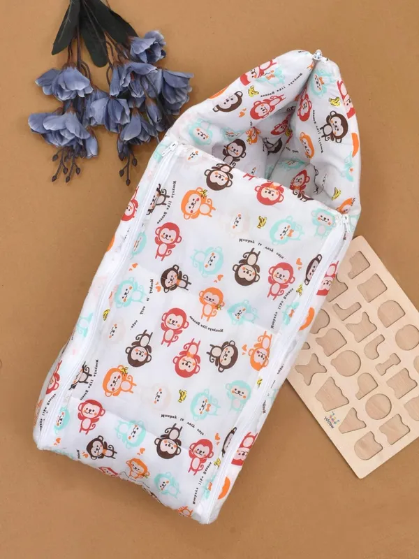 White_Pure_Cotton_Breathable_Sleeping_Bag_With_Smooth_Zipper_Carry_Nest_Bedding_For_Newborn_Baby