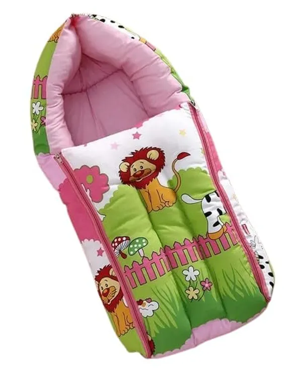 Pink_Pure_Cotton_Breathable_Sleeping_Bag_With_Smooth_Zipper_Carry_Nest_Bedding_For_Newborn_Baby