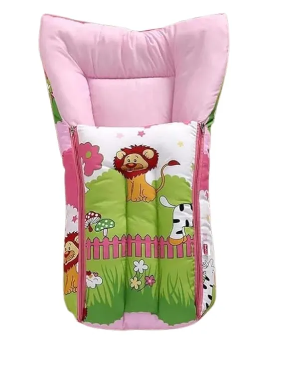 Pink_Pure_Cotton_Breathable_Sleeping_Bag_With_Smooth_Zipper_Carry_Nest_Bedding_For_Newborn_Baby