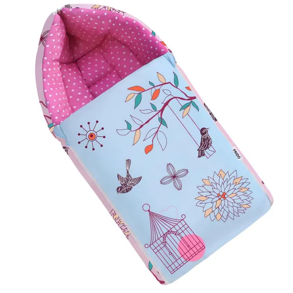 Pink_Pure_Cotton_Breathable_Sleeping_Bag_With_Smooth_Zipper_Carry_Nest_Bedding_For_Newborn_Baby