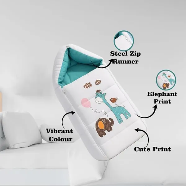 Sea_Green_Pure_Cotton_Breathable_Sleeping_Bag_With_Smooth_Zipper_Carry_Nest_Bedding_For_Newborn_Baby
