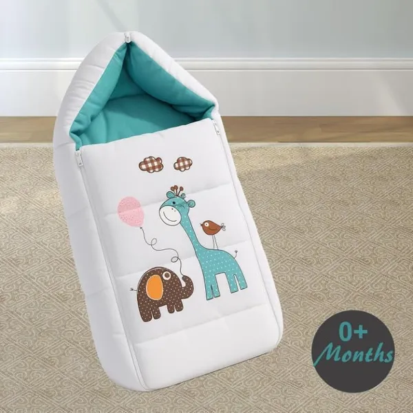 Sea_Green_Pure_Cotton_Breathable_Sleeping_Bag_With_Smooth_Zipper_Carry_Nest_Bedding_For_Newborn_Baby