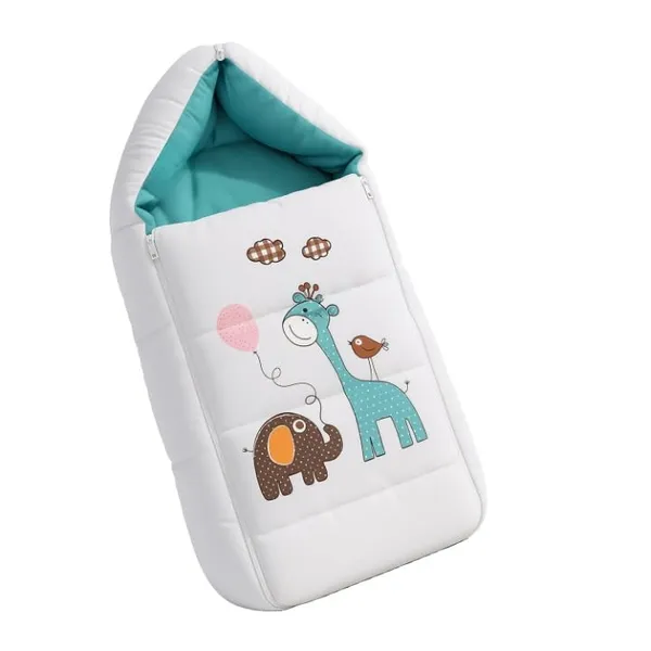 Sea_Green_Pure_Cotton_Breathable_Sleeping_Bag_With_Smooth_Zipper_Carry_Nest_Bedding_For_Newborn_Baby