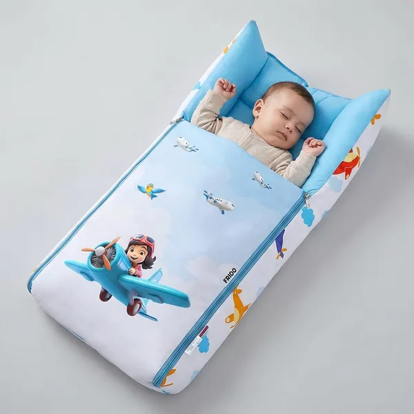 Blue_Pure_Cotton_Breathable_Sleeping_Bag_With_Smooth_Zipper_Carry_Nest_Bedding_For_Newborn_Baby