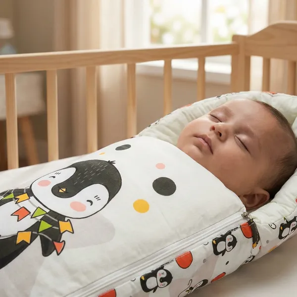 White_Pure_Cotton_Breathable_Sleeping_Bag_With_Smooth_Zipper_Carry_Nest_Bedding_For_Newborn_Baby