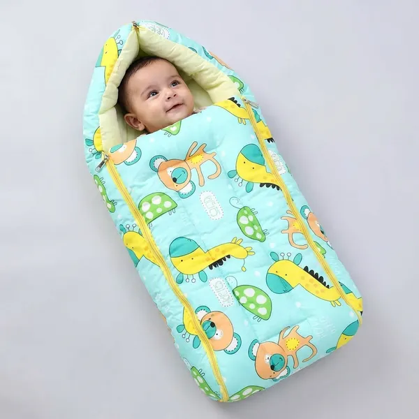 Sea_Blue_Pure_Cotton_Breathable_Sleeping_Bag_With_Smooth_Zipper_Carry_Nest_Bedding_For_Newborn_Baby