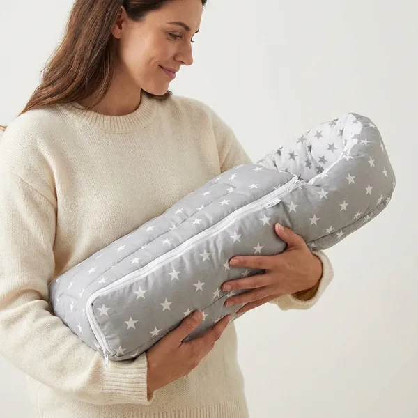Grey_Pure_Cotton_Breathable_Sleeping_Bag_With_Smooth_Zipper_Carry_Nest_Bedding_For_Newborn_Baby