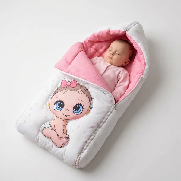 Pink_Pure_Cotton_Breathable_Sleeping_Bag_With_Smooth_Zipper_Carry_Nest_Bedding_For_Newborn_Baby