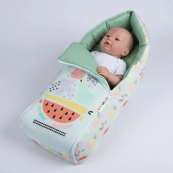 Green_Pure_Cotton_Breathable_Sleeping_Bag_With_Smooth_Zipper_Carry_Nest_Bedding_For_Newborn_Baby