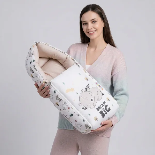 White_Pure_Cotton_Breathable_Sleeping_Bag_With_Smooth_Zipper_Carry_Nest_Bedding_For_Newborn_Baby