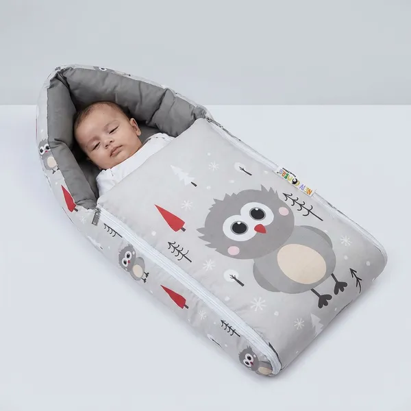Grey_Pure_Cotton_Breathable_Sleeping_Bag_With_Smooth_Zipper_Carry_Nest_Bedding_For_Newborn_Baby