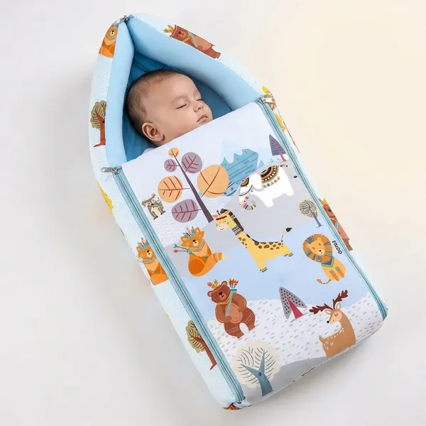 Blue_Pure_Cotton_Breathable_Sleeping_Bag_With_Smooth_Zipper_Carry_Nest_Bedding_For_Newborn_Baby